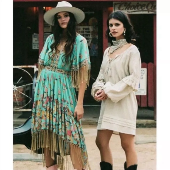 Spell and the Gypsy Collective Floral High Low Tassel Fringe Midi Maxi Dress - Picture 8 of 16